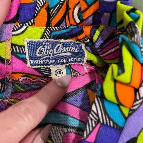 Vintage Oleg Cassini Psychedelic Maxi Dress | Late 1960s–Early 1970s XS - Picture 4 of 13